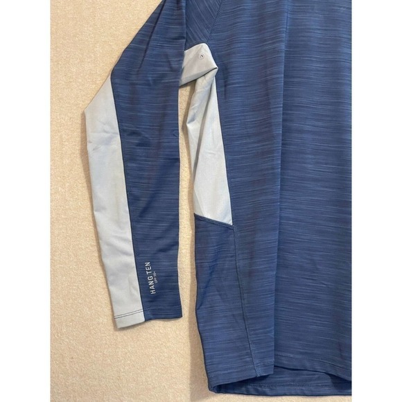 Hang Ten Shirt Men's Medium Blue and Gray Back Zip Pocket UV Protection - Picture 3 of 12